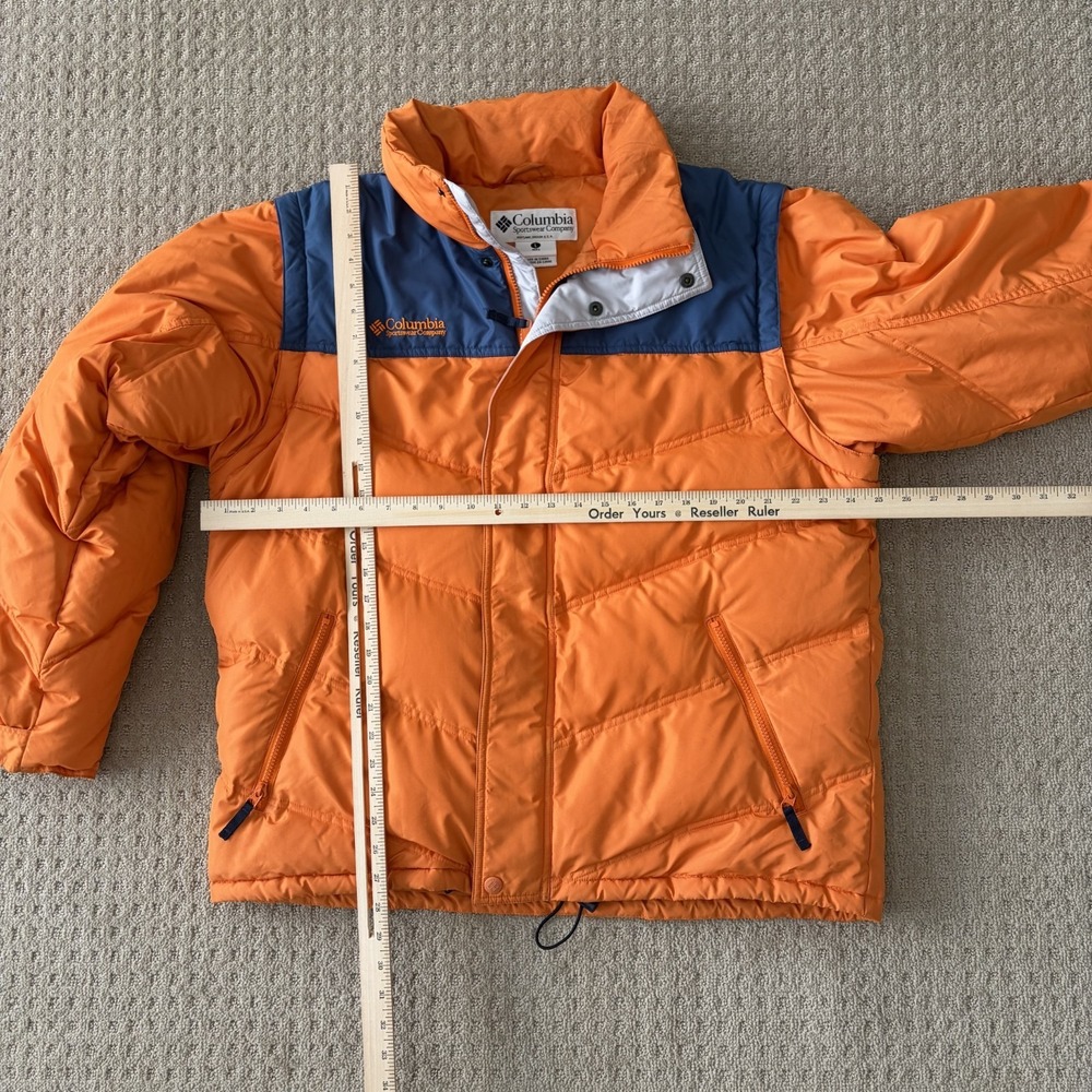 Vintage Columbia Down 650 Fill Convertible Puffer Vest Jacket Orange Men Large - Picture 9 of 11